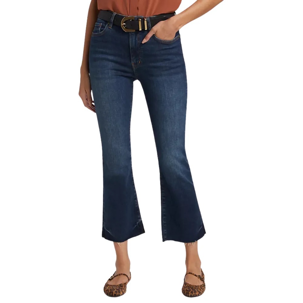 Frame‎ | Le Crop Mini Boot Denim Jeans Raw Hem Dark Wash Size 29/8 $248 Stretch